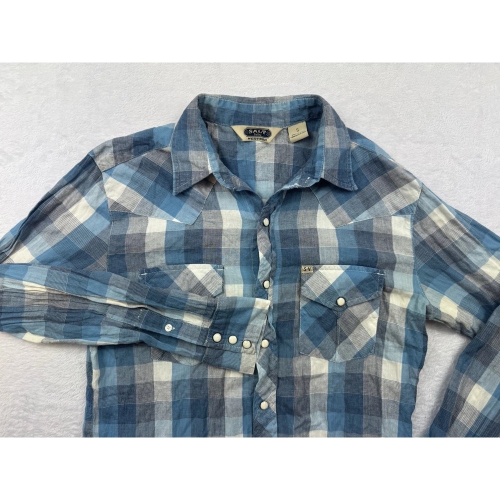 SALT VALLEY plaid check pearl snap western shirt Small  vtg y2k indie sleaze